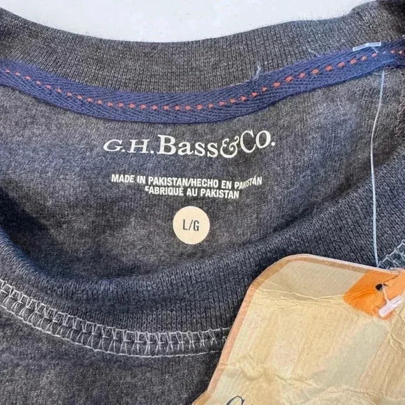 GH Bass long sleeve men’s pullover gray size L NEW - Picture 4 of 7